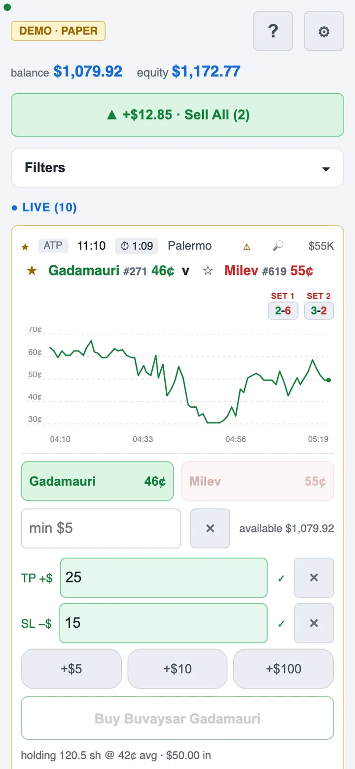 The live board on a phone